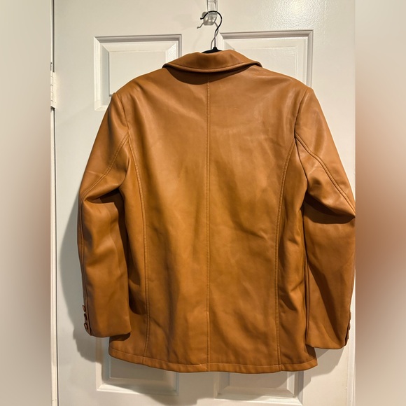 Avec Les Filles  faux leather jacket blazer tan sz M - Picture 2 of 6